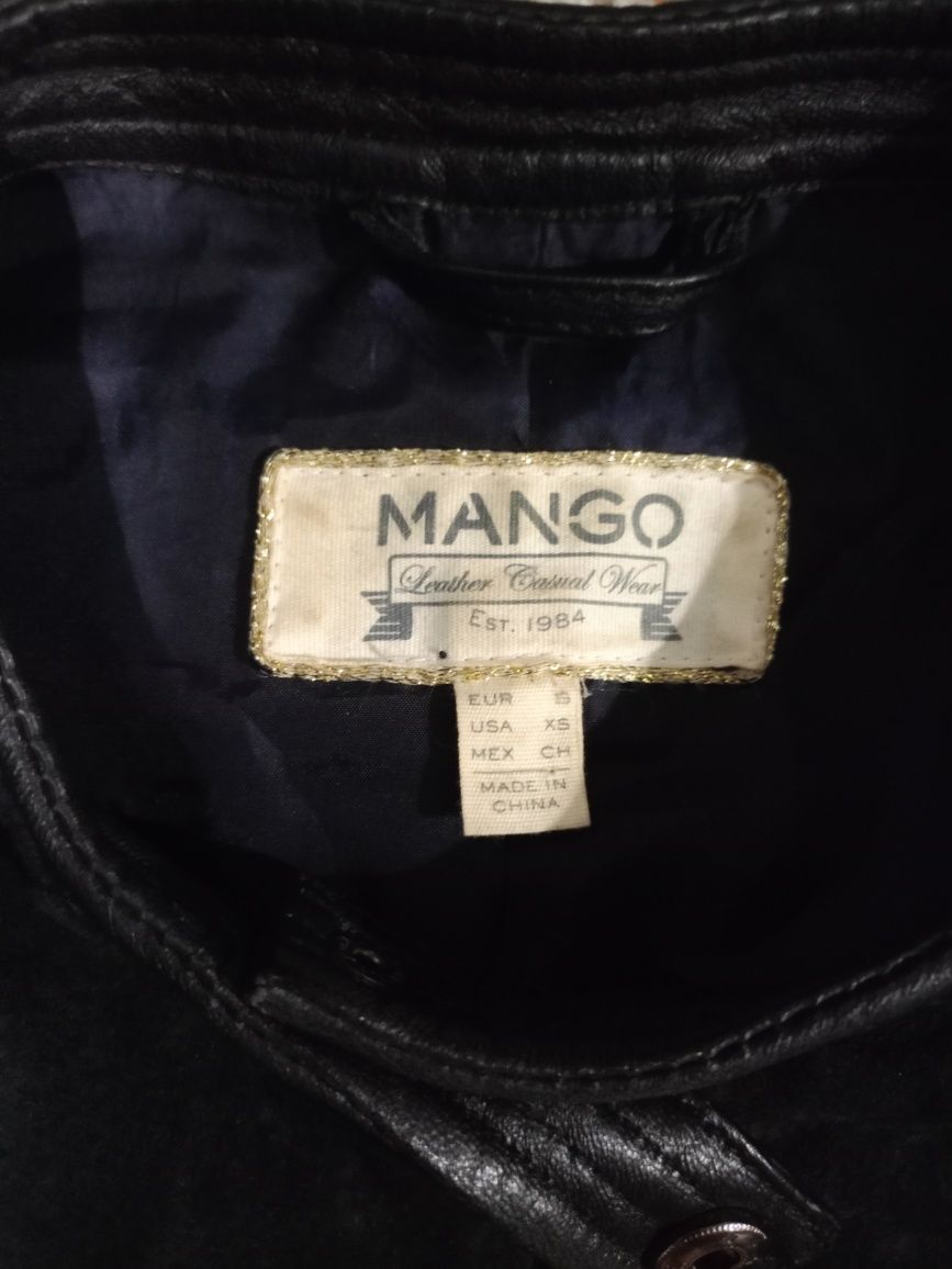 (S) Mango натуральная кожа куртка кожанка