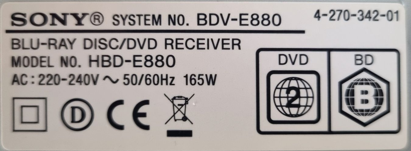 Kino domowe SONY BDV-E880 BLU-RAY