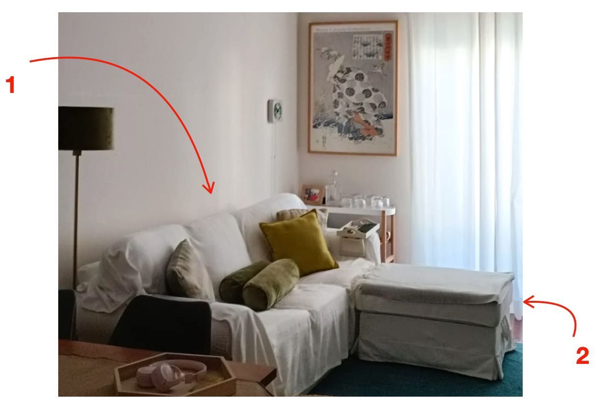 SOFÁ - 3 lugares com repousa pés IKEA