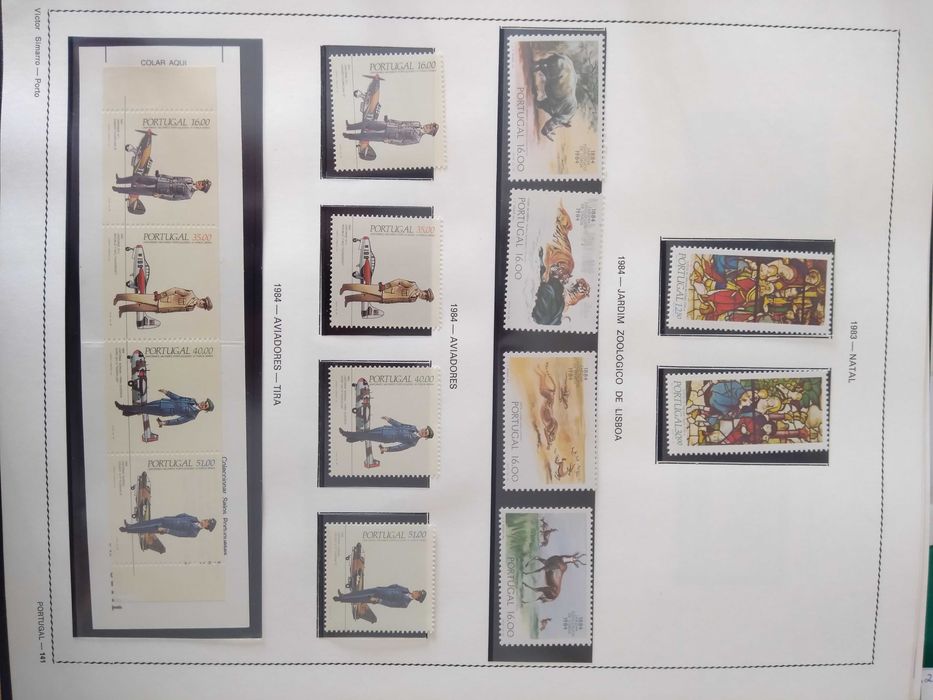 Fantástica coleção de selos de Portugal de 1980 a 1988