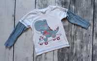 Baby M&Co koszulka z długim rękawem z dinozaurem 92
