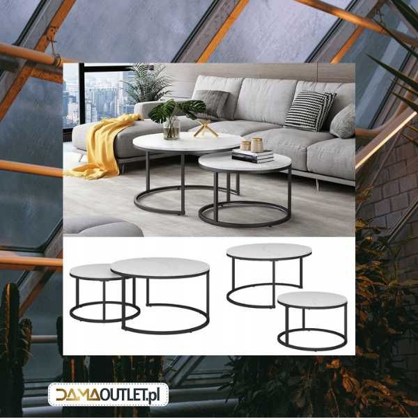 Stolik kawowy zestaw 2 stolików metalowe nogi marmur DaMaOutlet.pl