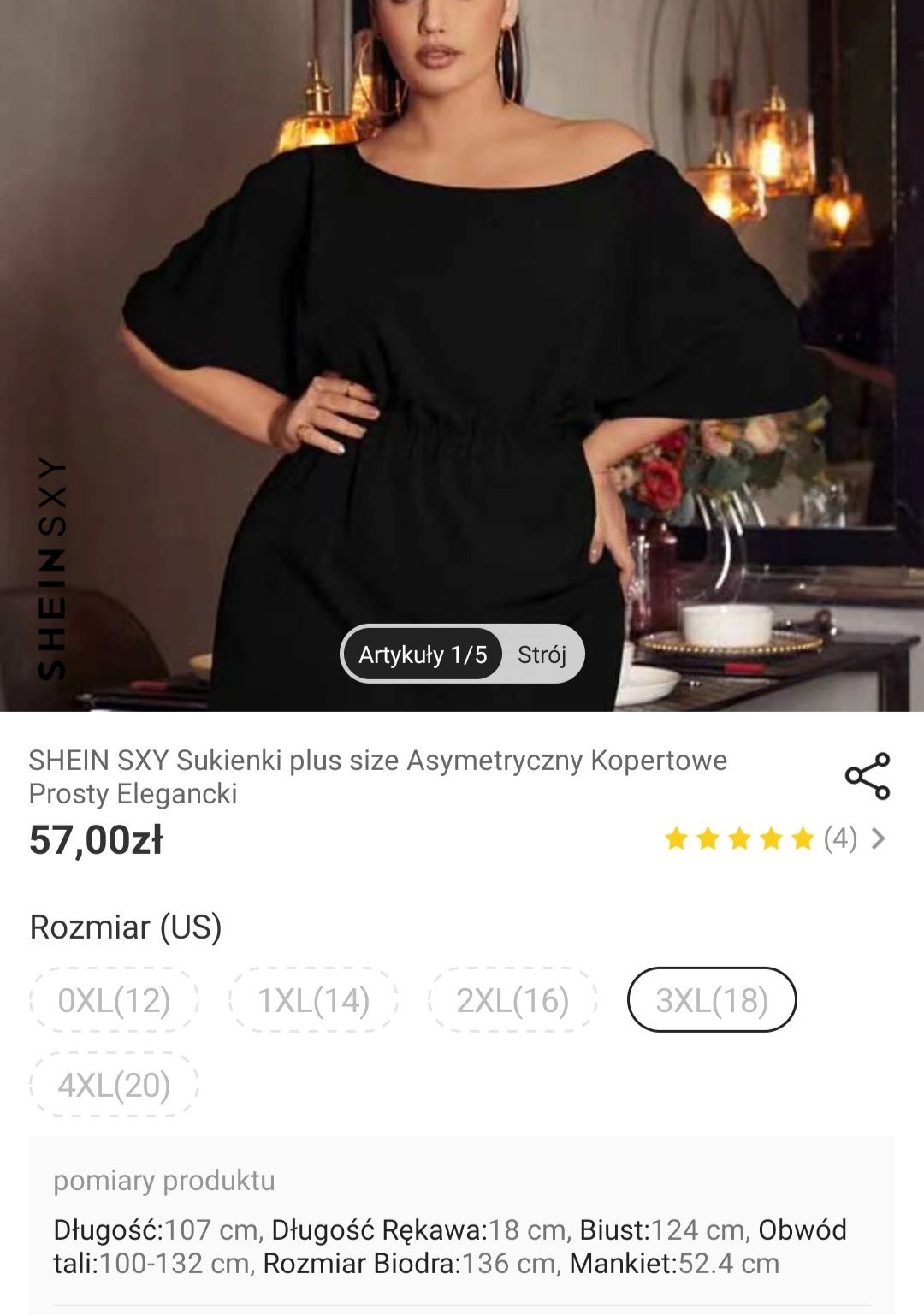 Nowa asymetryczna sukienka plus size, opadające ramię, dekolt łódkowy