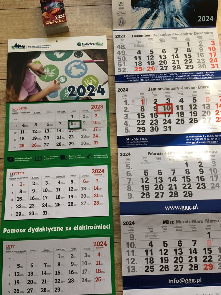 Kalendarze 3 sztuki nowe 2024