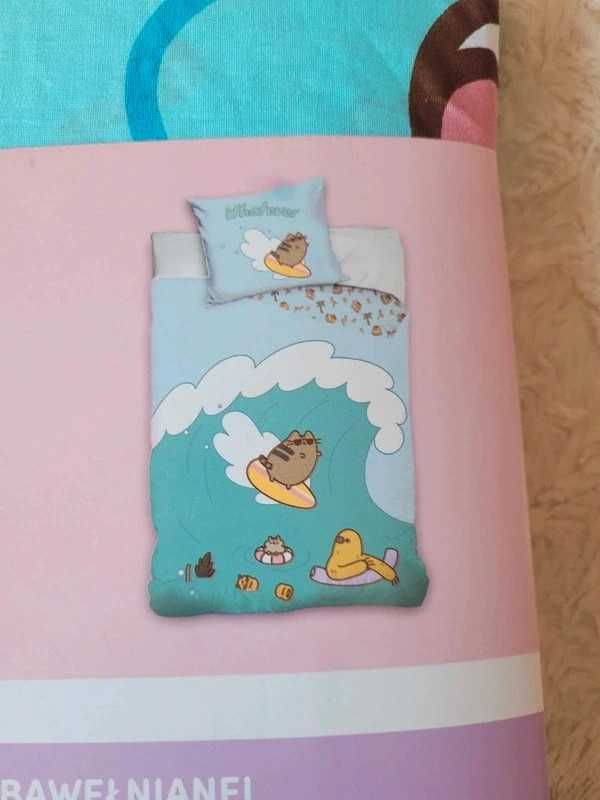 Pościel Pusheen 160x200 komplet pościeli 100% bawełna morze fale kot