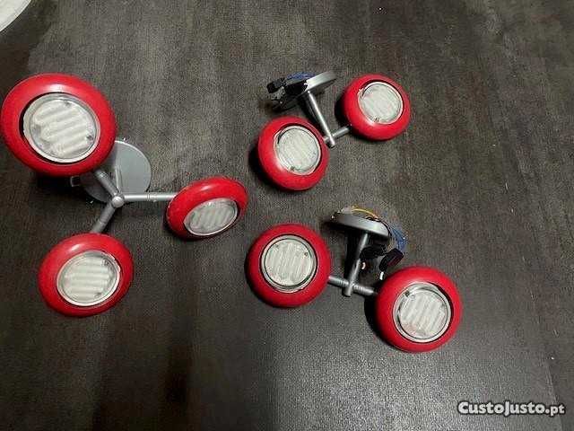 Conjunto de 3 candeeiros de parede de design vermelho - orientável