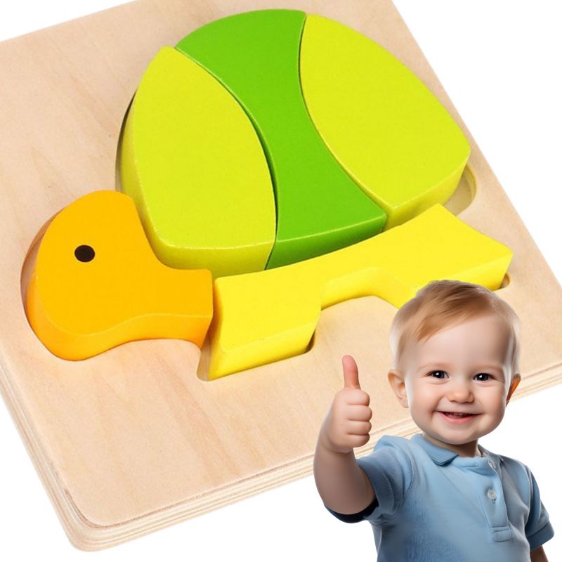 TOOKY TOY Puzzle Układanka Montessori Grube Klocki Żółw 5 el.