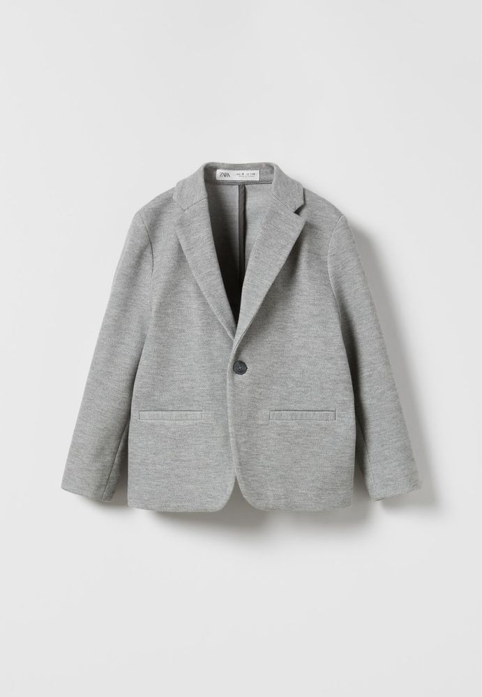 ZARA garnitur casual szary melanż 164 marynarka + koszula chinosy