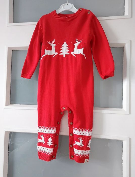 Świąteczny sweterkowy kombinezon/ pajacyk /rampers 100%Bawełna 80-86cm