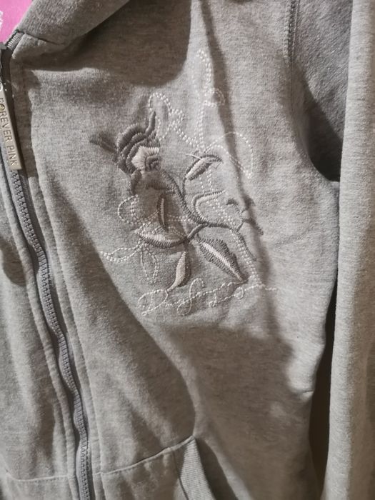 Bluza zapinana na zamek damska szara 38 M kaptur ciepła