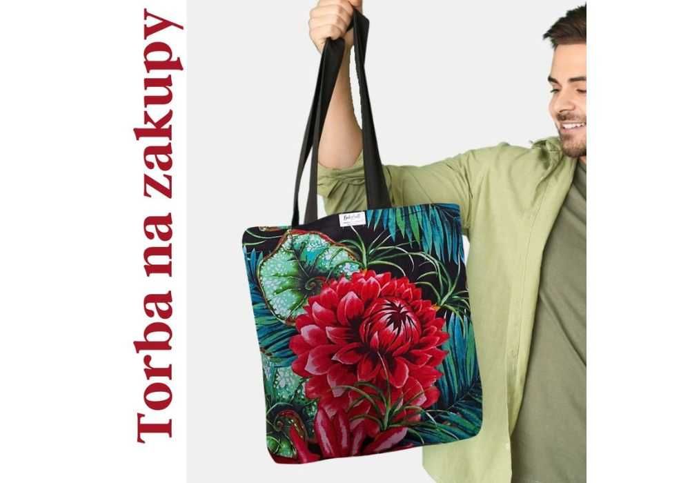 Torba siatka na zakupy Red Dahlia Elegancja, natura i funkcjonalność