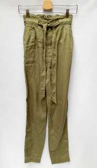 Spodnie Chinosy Zielone Khaki H&M XS 34 Wyższy Stan