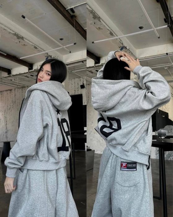 Трендовий обʼємний костюм на флісі, костюм оверсайз на флисе