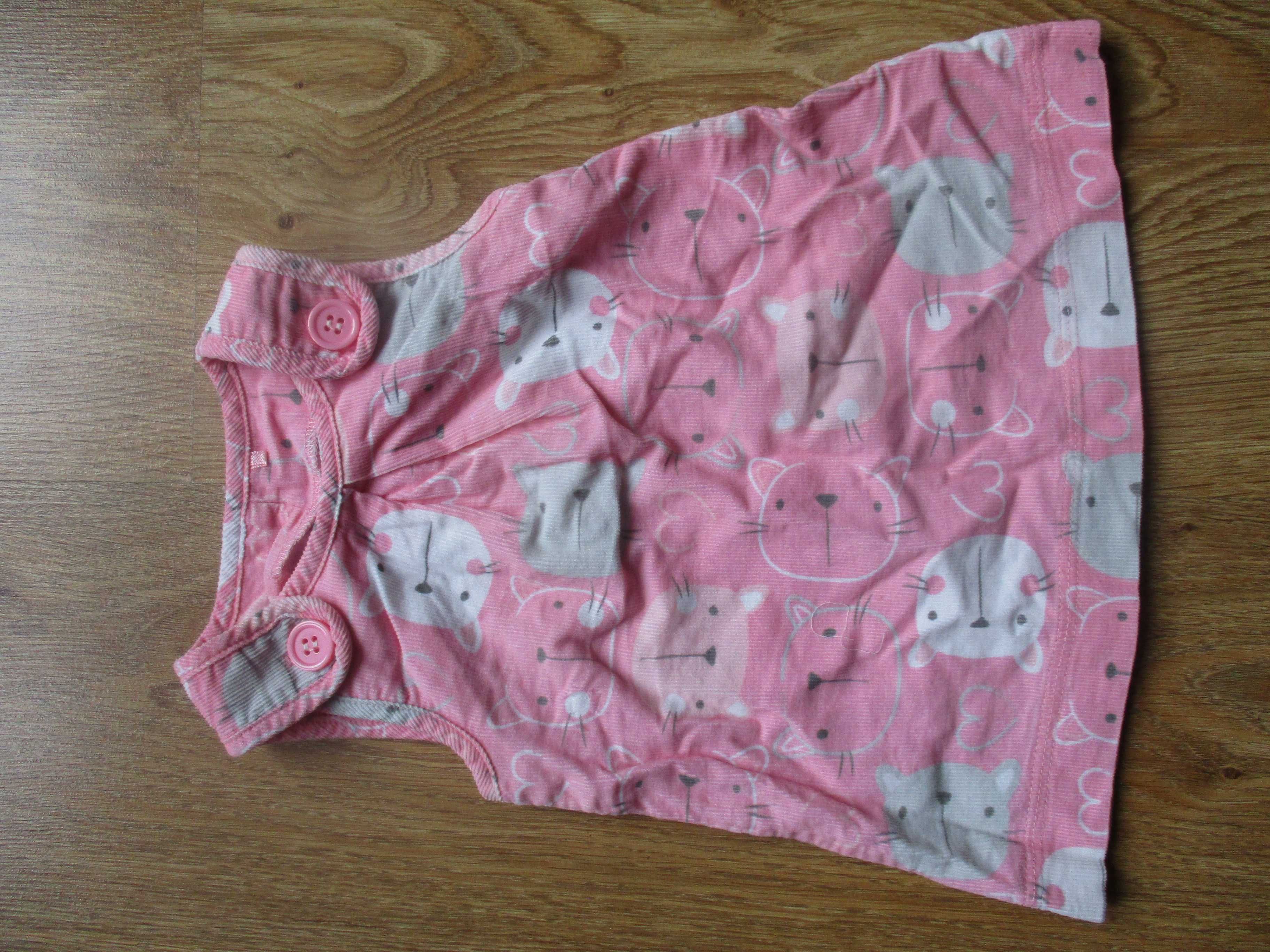 sukienka różowa w kotki rozmiar z metki 3 mce na rozmiar 56-62