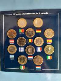 Coleção moedas de 1 Euros dos 12 países fundadores