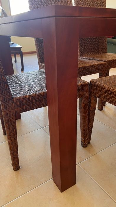 Conjunto de 6 Cadeiras de Jantar em Vime / Rotim com Encosto Alto