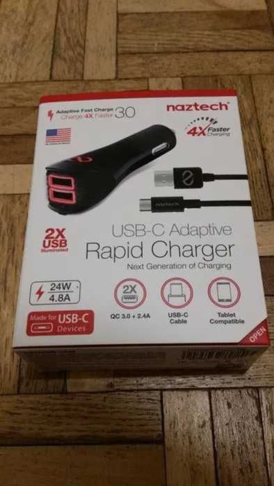 Szybkie ładowanie fast ładowarka samochodowa + kabel USB-C do telefonu