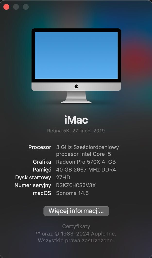 Komputer Apple iMac Retina 5K 27 cali