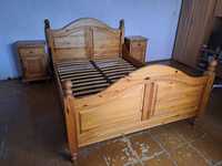 Drewniane łóżko holenderskie, dwuosobowe+2szafki