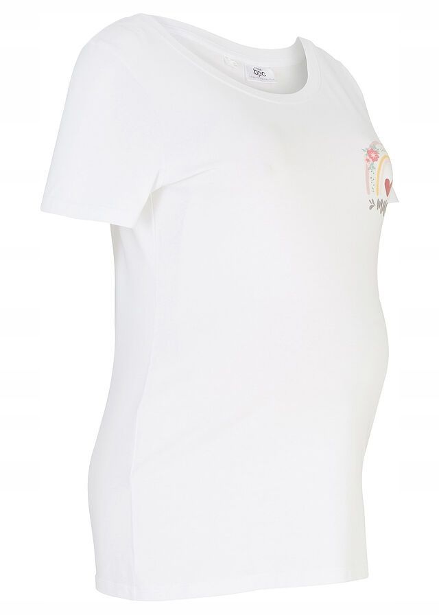 B.P.C biały t-shirt ciążowy z nadrukiem ^44/46