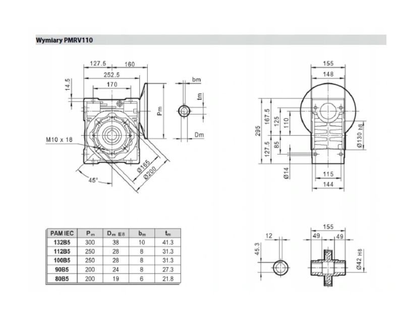 Przekładnia ślimakowa PMRV 110 kątowa żeliwna