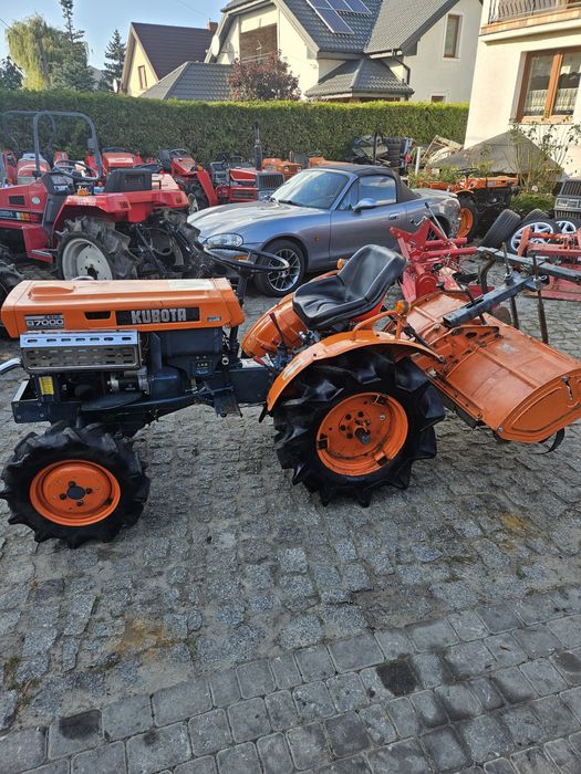Traktorek kubota B7000 4X4 z glebogryzarką zestaw japoński ładny iseki