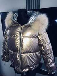 Nowa złota HIT metaliczna kurtka na zimę L