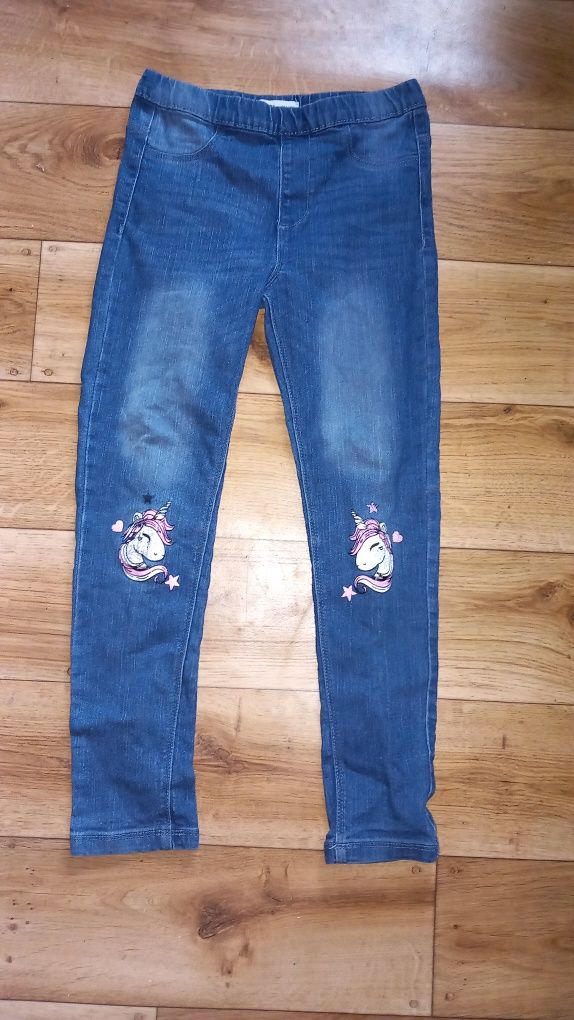 Legginsy jeansowe w jednorozce kucyki