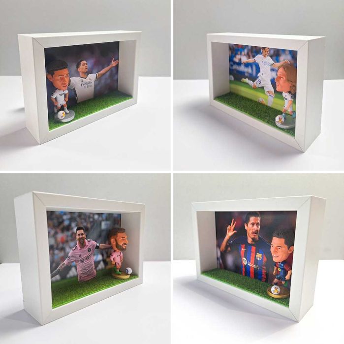 Figurki piłkarzy w ramce: Messi, Lewy, Ronaldo - Idealne na prezent!