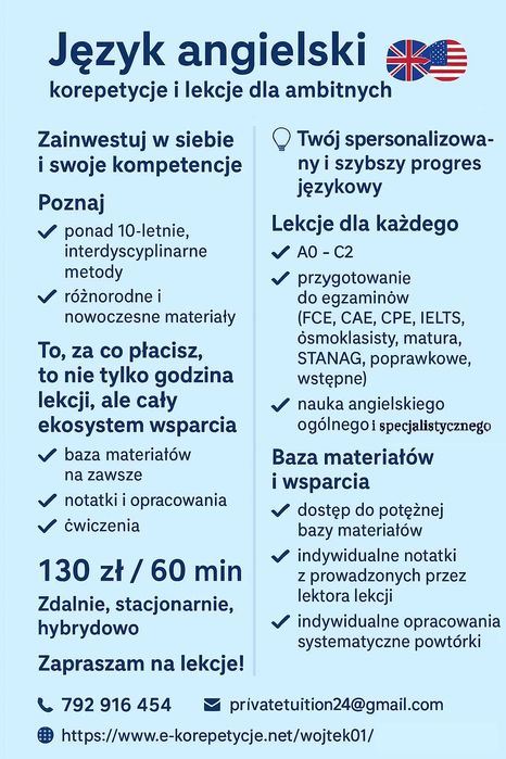 Angielski Zapisz się i Ucz się skutecznie! Lekcje i korepetycje