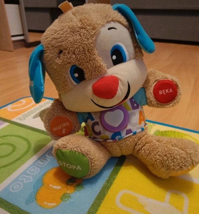Miś uszatek szczeniaczek uczniaczek Fisher Price zabawka interaktywna