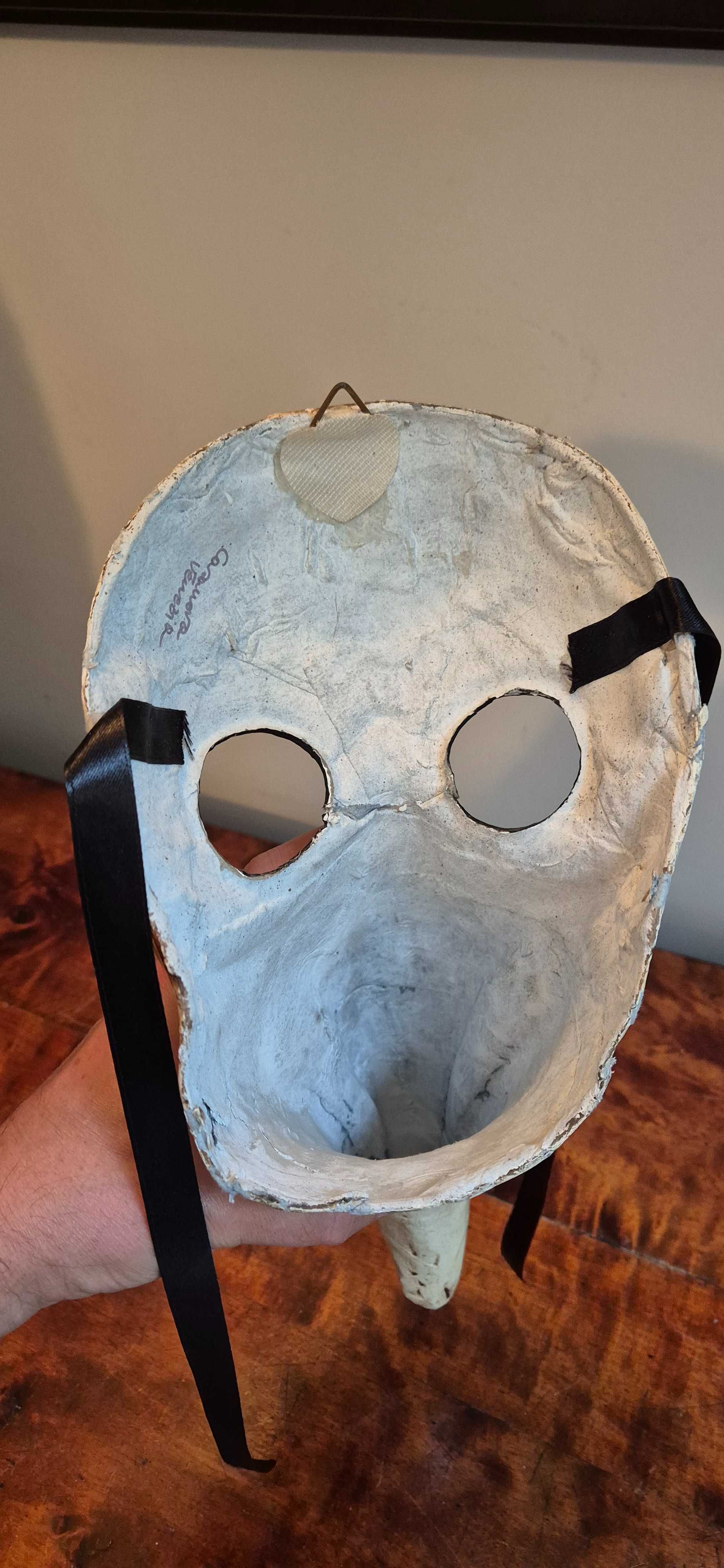 Unikat karnawałowa maska wenecka paper mache 1900r. Lekarz dżumy cudo