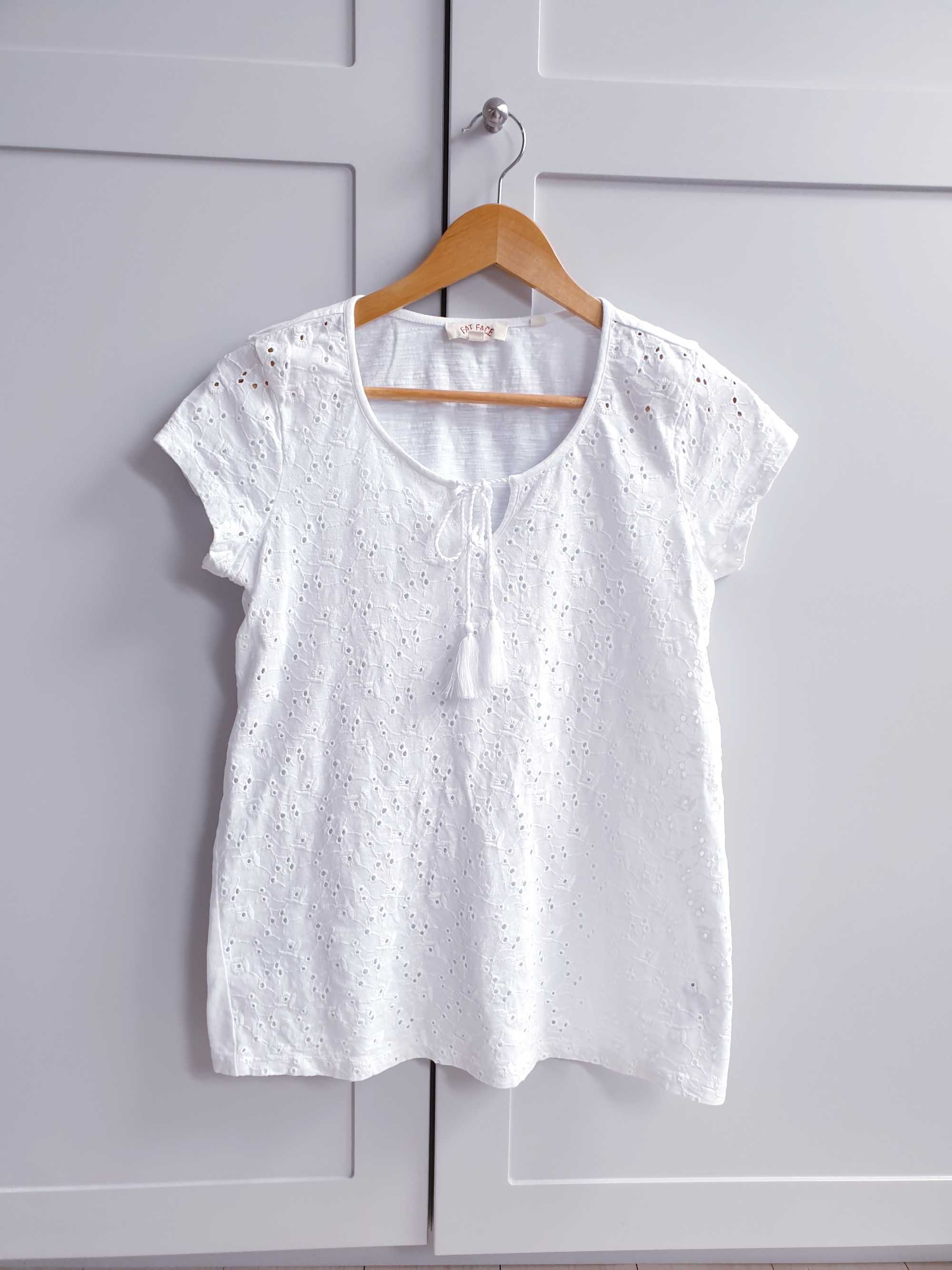 Biała haftowana koszulka t-shirt z troczkami FatFace 36