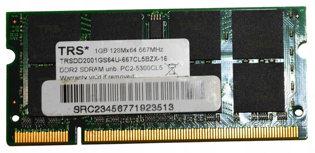Pamięć DDR2 TRS TRSDD2001GS64U-667CL5BZX-16 1GB