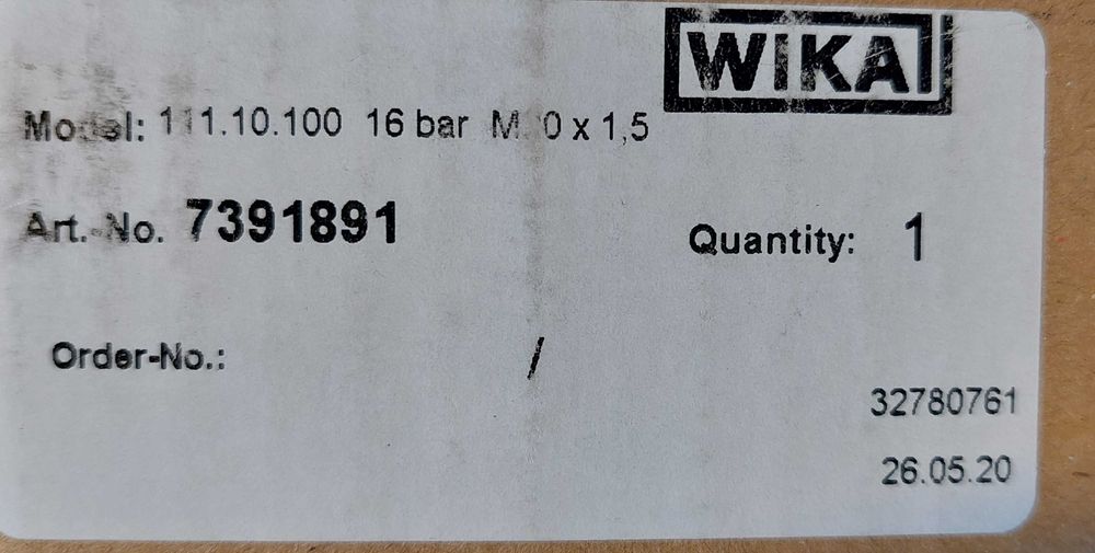 manometr WIKA 111.10.100 16bar NOWY