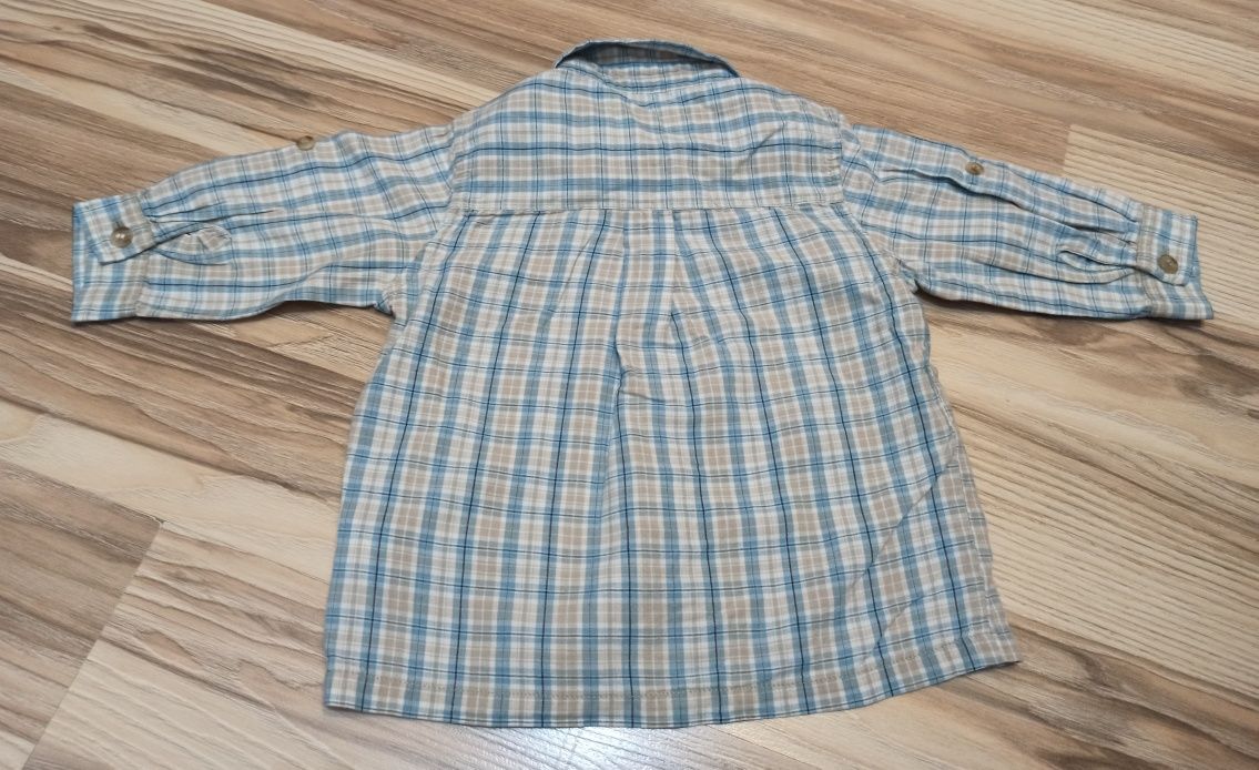 koszula dla chłopca długi rękaw niebieska kratka 3-6 miesięcy 7 kg