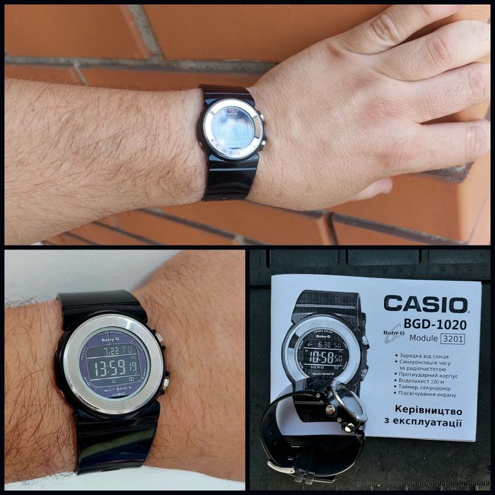 Годинники на сонячній енергії, протиударні та легкі CASIO Baby-G