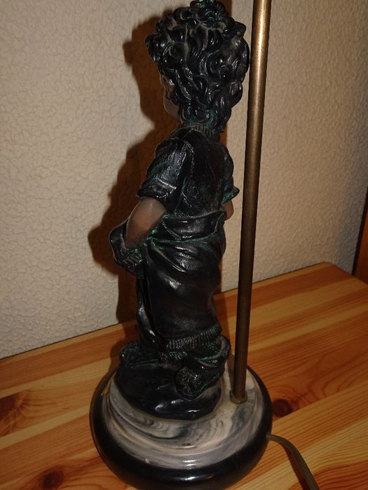 LAMPA Stojąca z PORTUGALII 58cm z ALABASTRU z Figurką Chłopca, Wrocław