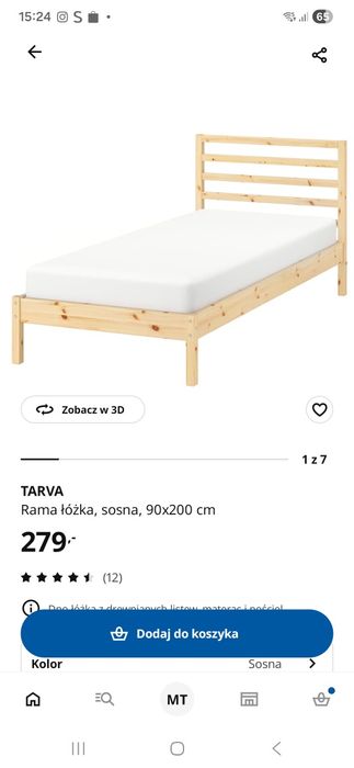 Łóżko TARVA w kolorze sosny ikea + materac