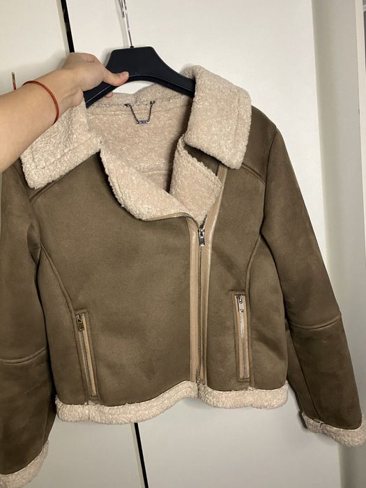 Стильная дубленка в стиле zara вкорочена дублянка