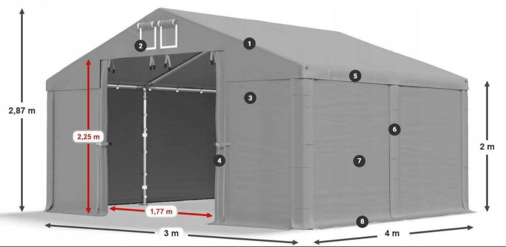Namiot magazynowy 3x4x2