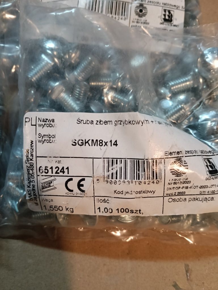 Śruba z łbem grzybkowym,400szt.