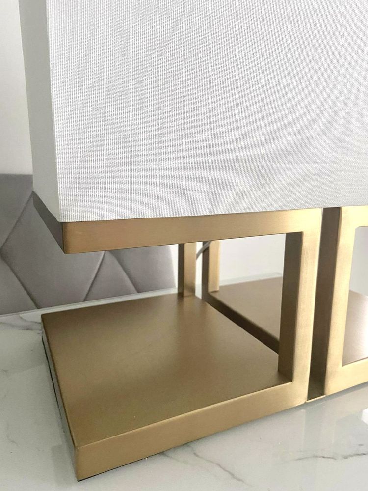Lampa lampka w stylu glamour biała złota