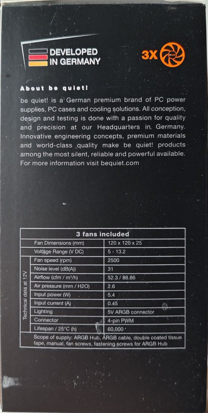 Wentylator Be Quiet Light Wings High - Speed 120mm ARGB 3-pak