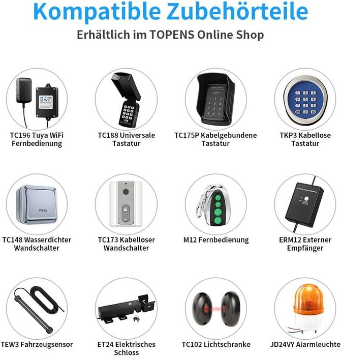 Napęd do bram skrzydłowych TOPENS KD702 3,6 m lub 140 kg na skrzydło