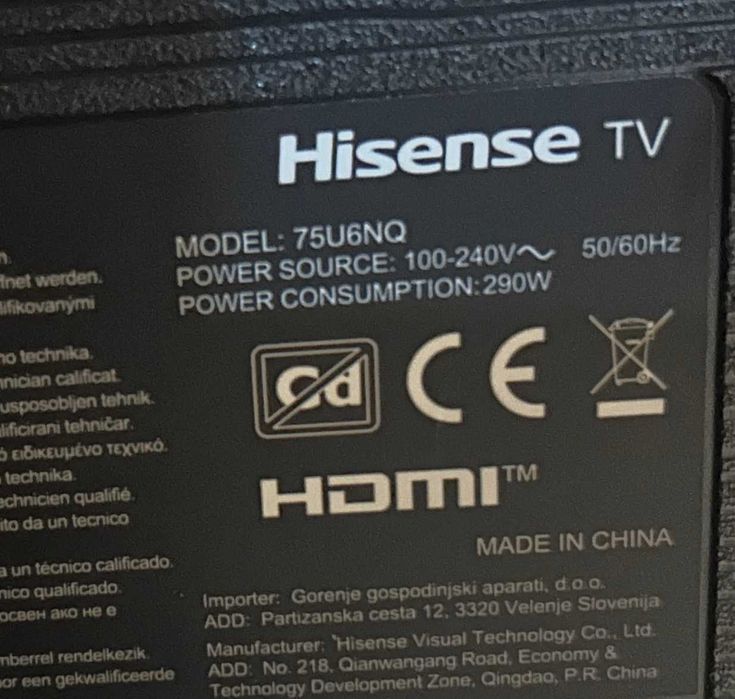 Telewizor HISENSE 75U6NQ 75" 4K Dolby Vision Atmos HDMI 2.1 Jak Nowy