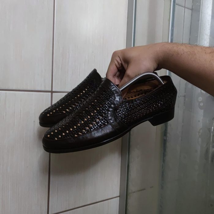 Buty obuwie 42 Bally mokasyny czarne dziurkowe czarne włoskie letnie p