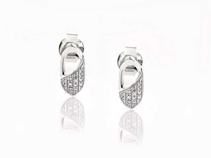 Brincos - 14 K Ouro branco - 0.06ct. tw. Diamante (Natural)