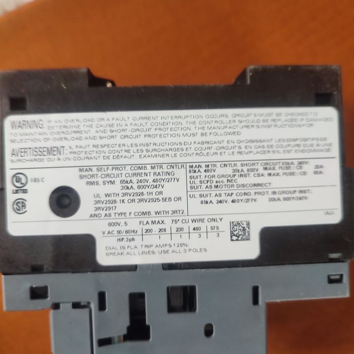 Wyłącznik silnikowy Simens Syrius 3RV2011-1FA15