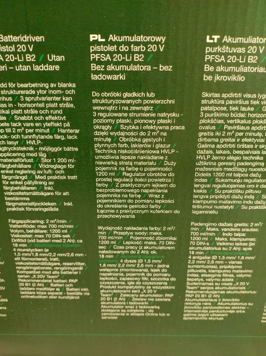 Akumulatorowy pistolet do malowania Parkside